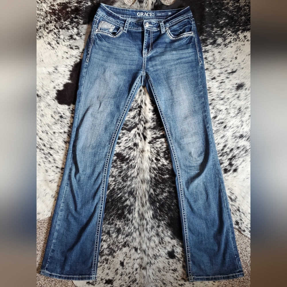 Grace in LA Classic Blue Flare Jeans